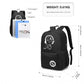 Kono Glow In The Dark Waterproof USB Charging Backpack With Pencil Case - Black