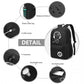 Kono Glow In The Dark Waterproof USB Charging Backpack With Pencil Case - Black