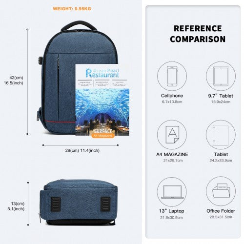 Kono Water Resistant Shockproof DSLR Camera Backpack - Navy