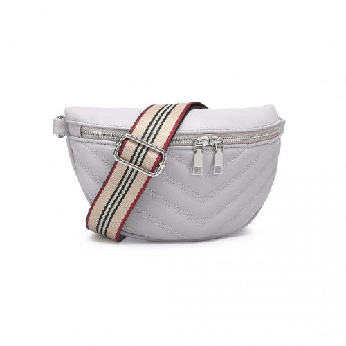 Miss Lulu Wide Strap Bum Bag Lightweight Adjustable Waist Bag - Grey