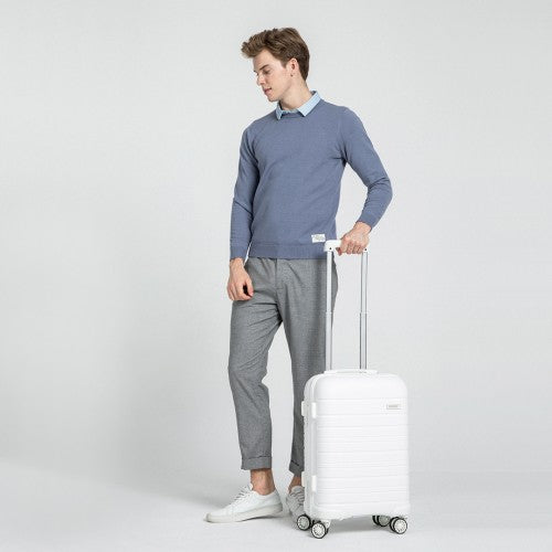 Kono 20 Inch Multi Texture Hard Shell PP Suitcase - Classic Collection - White