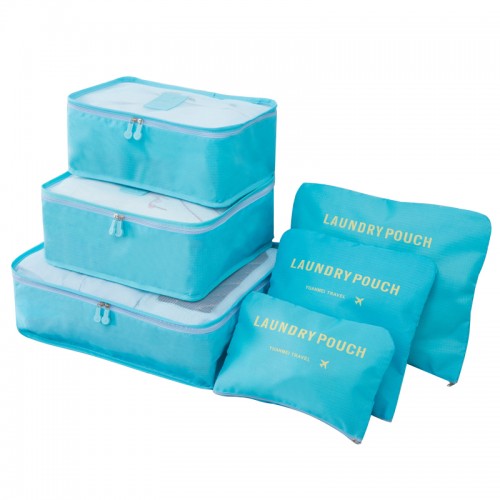 Miss Lulu 6 Piece Polyester Travel Luggage Organiser Bag Set - Blue