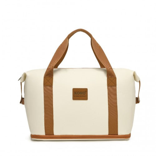 Kono Two Pieces Expandable Durable Waterproof Travel Duffle Bag Set - Biege / Brown