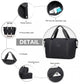 Kono Two Pieces Expandable Durable Waterproof Travel Duffle Bag Set - Black