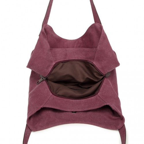 Kono Canvas Shoulder Tote Bag - Claret