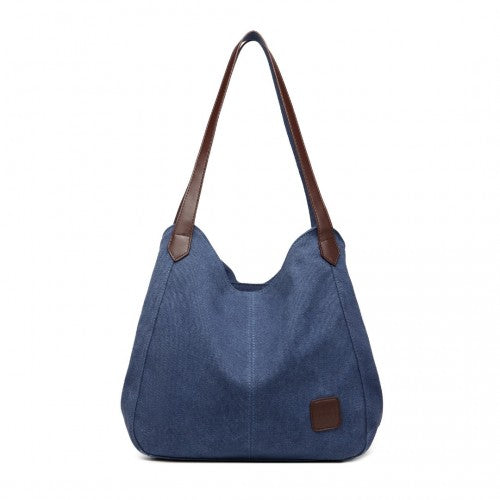 Canvas Shoulder Tote Bag - Navy