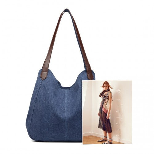 Canvas Shoulder Tote Bag - Navy