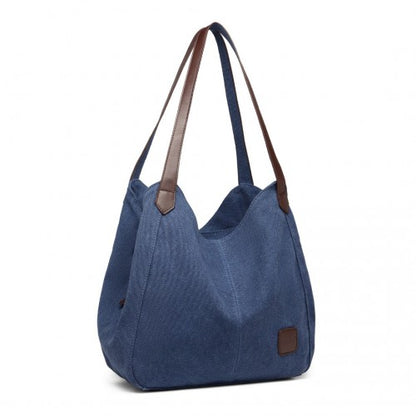 Canvas Shoulder Tote Bag - Navy