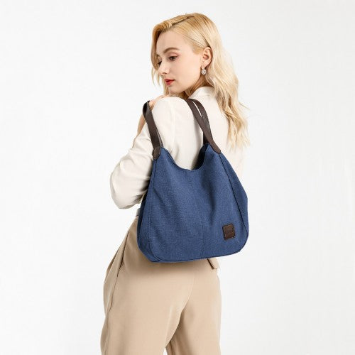 Canvas Shoulder Tote Bag - Navy