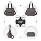 Kono Large Capacity Multi Compartment Canvas Crossbody Tote Bag - Grey