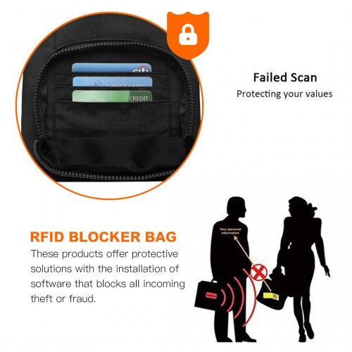 Kono Casual Multi Pocket RFID Blocking Cross Body Bag - Black