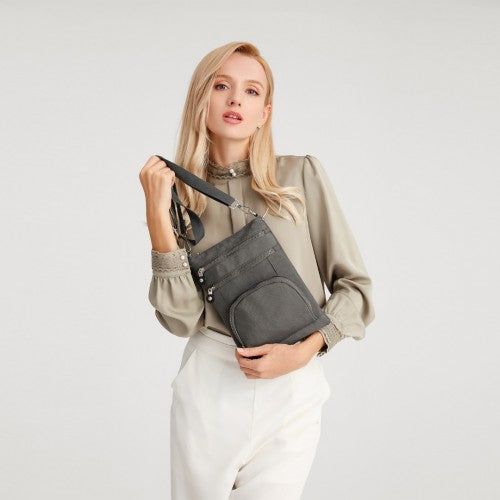 Kono Casual Multi Pocket RFID Blocking Cross Body Bag - Grey