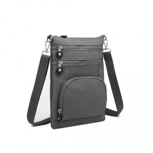Kono Casual Multi Pocket RFID Blocking Cross Body Bag - Grey