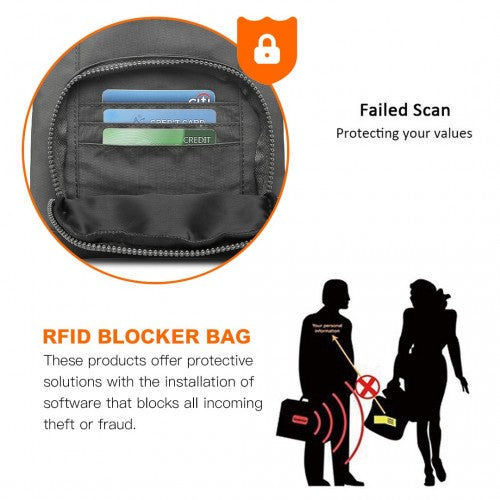 Kono Casual Multi Pocket RFID Blocking Cross Body Bag - Grey