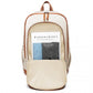 Kono Contrasting Colors Waterproof Casual Backpack With Laptop Compartment - Beige