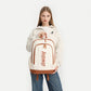 Kono Contrasting Colors Waterproof Casual Backpack With Laptop Compartment - Beige
