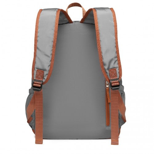 Kono Contrasting Colors Waterproof Casual Backpack With Laptop Compartment - Grey