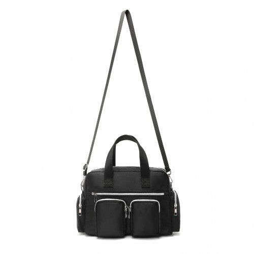 Kono Sleek Multi-Pocket Water-Resistant Crossbody Tote Bag - Black