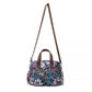 Kono Sleek Multi-Pocket Water-Resistant Crossbody Tote Bag With Flower Print - Navy