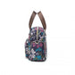 Kono Sleek Multi-Pocket Water-Resistant Crossbody Tote Bag With Flower Print - Navy