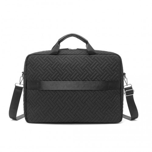 Kono Water-Repellent Elegant Quilted Laptop Bag - Black