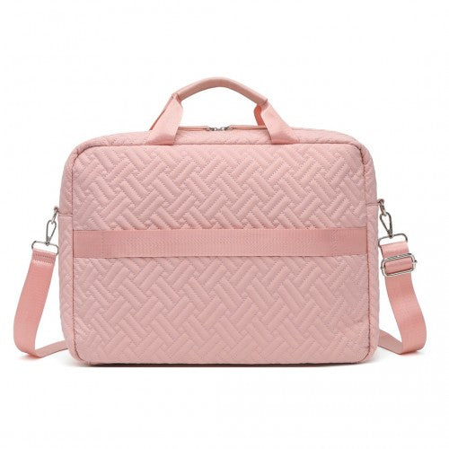 Kono Water-Repellent Elegant Quilted Laptop Bag - Pink