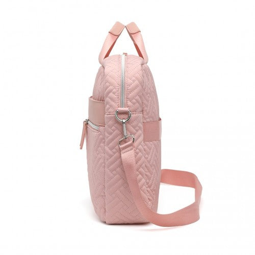 Kono Water-Repellent Elegant Quilted Laptop Bag - Pink