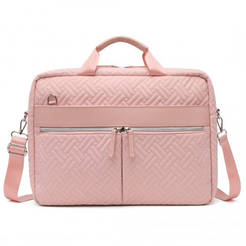 Kono Water-Repellent Elegant Quilted Laptop Bag - Pink