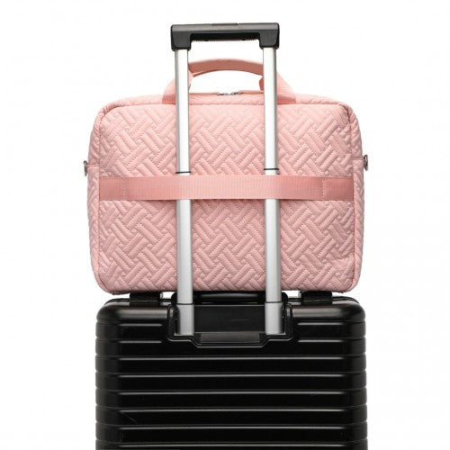 Kono Water-Repellent Elegant Quilted Laptop Bag - Pink