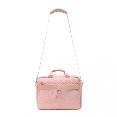 Kono Water-Repellent Elegant Quilted Laptop Bag - Pink
