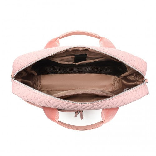Kono Water-Repellent Elegant Quilted Laptop Bag - Pink