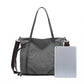 Kono Large Capacity Canvas & Leather Fusion Shoulder Tote Bag - Grey