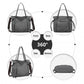 Kono Large Capacity Canvas & Leather Fusion Shoulder Tote Bag - Grey