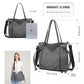 Kono Large Capacity Canvas & Leather Fusion Shoulder Tote Bag - Grey
