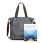 Kono Paneled Contrast Large Capacity Canvas Shoulder Bag - Grey
