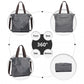 Kono Paneled Contrast Large Capacity Canvas Shoulder Bag - Grey