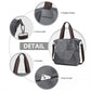 Kono Paneled Contrast Large Capacity Canvas Shoulder Bag - Grey