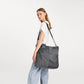 Kono Paneled Contrast Large Capacity Canvas Shoulder Bag - Grey
