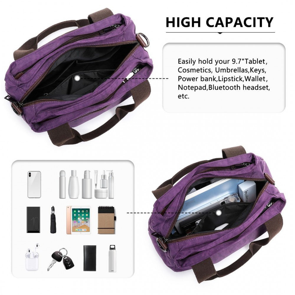 Kono Waterproof Multi-Functional Handbag Cross Body Bag - Purple