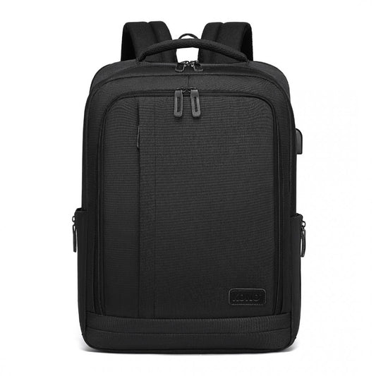 Kono Multi-Compartment Backpack With USB Port - Black