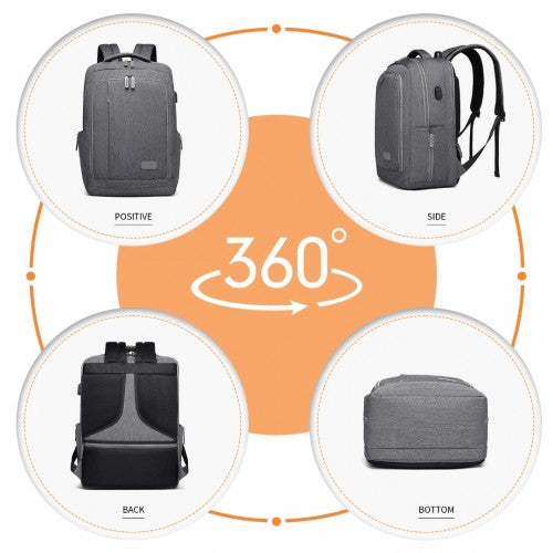 Kono Multi-Compartment Backpack With USB Port - Grey
