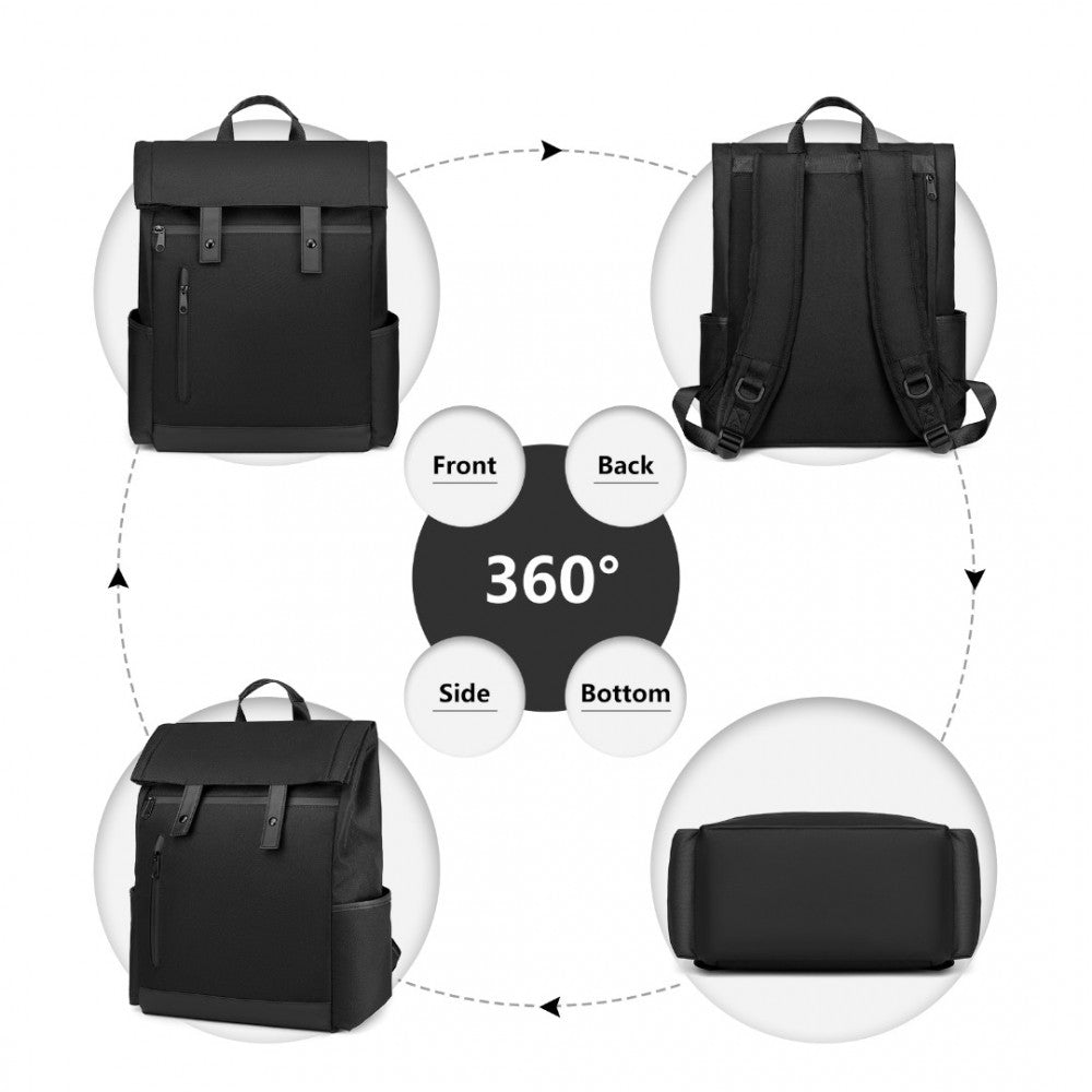 Kono Waterproof Large Capacity School Laptop Backpack - Black