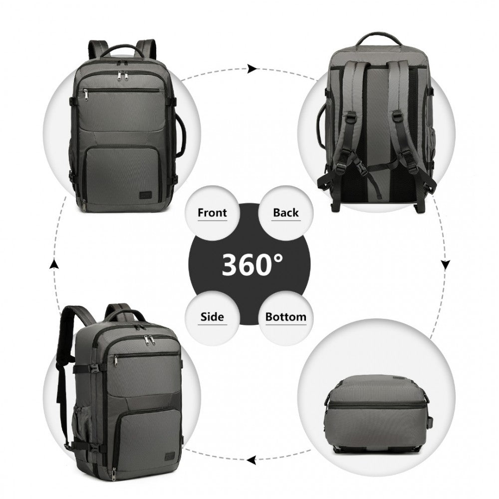 Kono Multifunctional Portable 39L Travel Backpack Cabin Luggage Bag - Grey