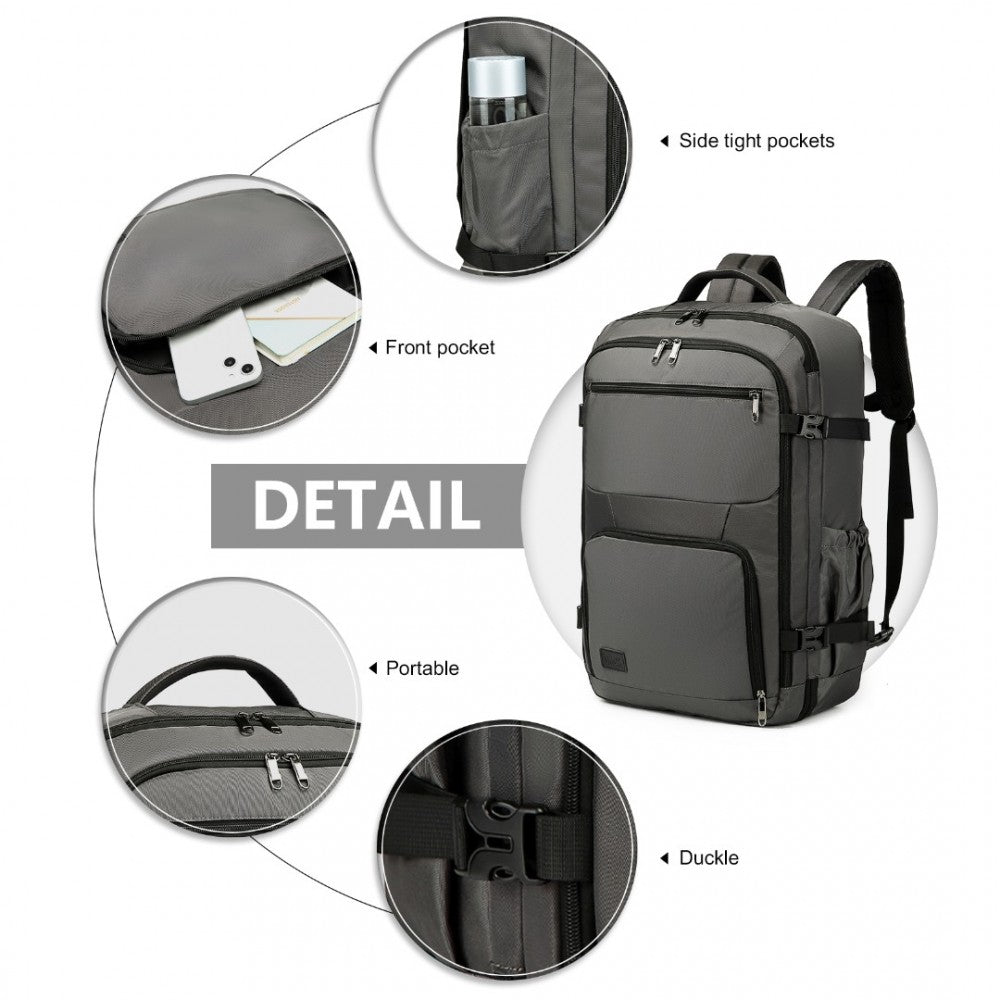 Kono Multifunctional Portable 39L Travel Backpack Cabin Luggage Bag - Grey