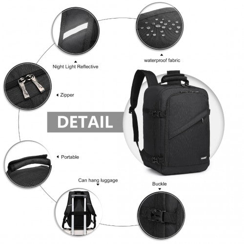 Kono Lightweight 20L Cabin Bag Travel Business Backpack - Black