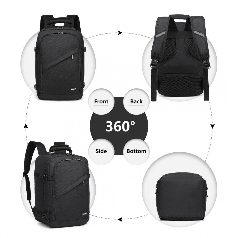Kono Lightweight 20L Cabin Bag Travel Business Backpack - Black