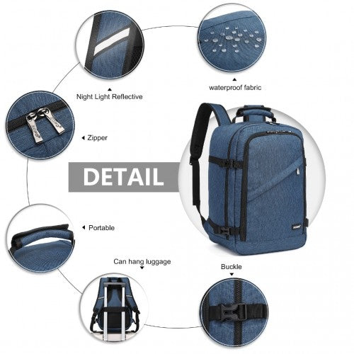 Kono Lightweight 20L Cabin Bag Travel Business Backpack - Navy