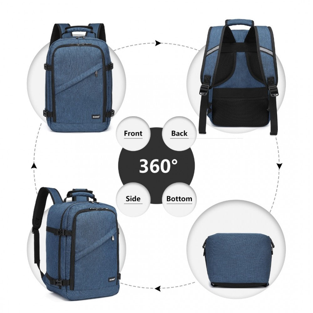 Kono Lightweight 20L Cabin Bag Travel Business Backpack - Navy