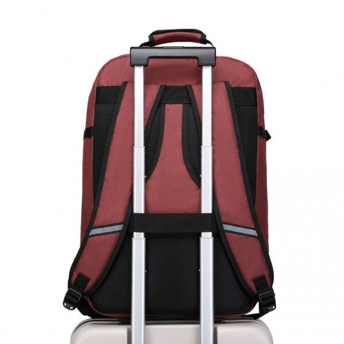 Kono Lightweight Cabin Bag Travel Business Backpack - Burgundy