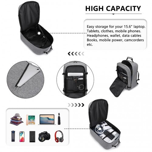 Kono Lightweight Cabin Bag Travel Business Backpack - Grey